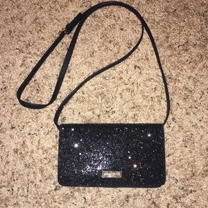 Henri bendel black glitter phone case purse